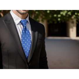 S&W SHLAX&WING Men's Necktie Dotty Tie Blue Dots Azure Formal Regular Jacquard Woven Classic Size 147cm×8cm