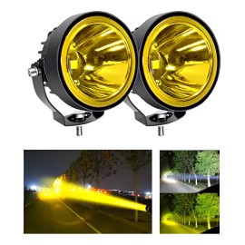 Par Faros 4'' Redondo Led Potentes Ámbar Jeep Jk Moto Camión