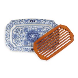 Spode Judaica Large Size Challah Tray With Wooden Insert