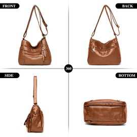 LassZone Womens Soft PU Leather Crossbody Bag Multi Pocket Handbags Waterproof Hobo Shoulder Bag Ladies Satchel Purse Travel Messenger Bag