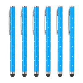 PATIKIL Stylus Pens for Touch Screens, 6 Pcs High Precision Universal Bling Stylus Crystal Metal Capacitive Pen for Touch Screen Devices Phone Tablets Laptop, Blue