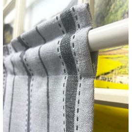 GOHD Boho Parallel Boulevards Small Curtain Tiers,Farmhouse Striped Tiers for Living Room,Tiers Pinstripe Pattern Farmhouse Style Rustic Curtains Short Curtains for Bathroom,3 Size(36“,Grey)