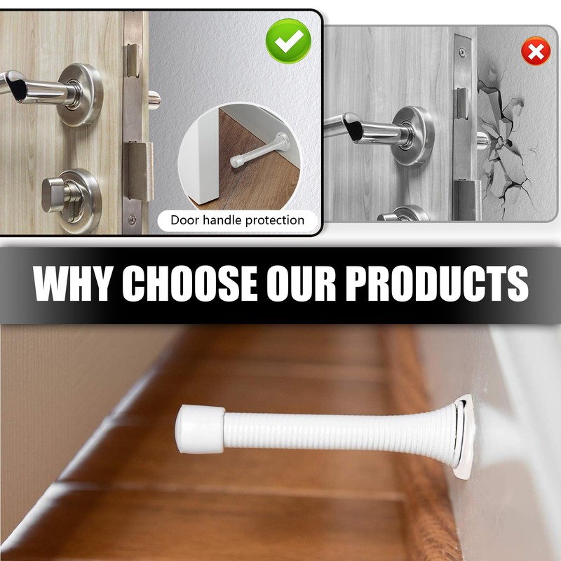Spring Door Stopper, 12 Pcs Wall Mounted Spring Doorstop, Door