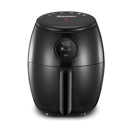 Elite Gourmet EAF-2612DX Personal 2.1Qt Compact Space Saving Programmable Hot Air Fryer, Oil-Less Healthy Cooker, Timer & Temperature Controls, 1000W, Black
