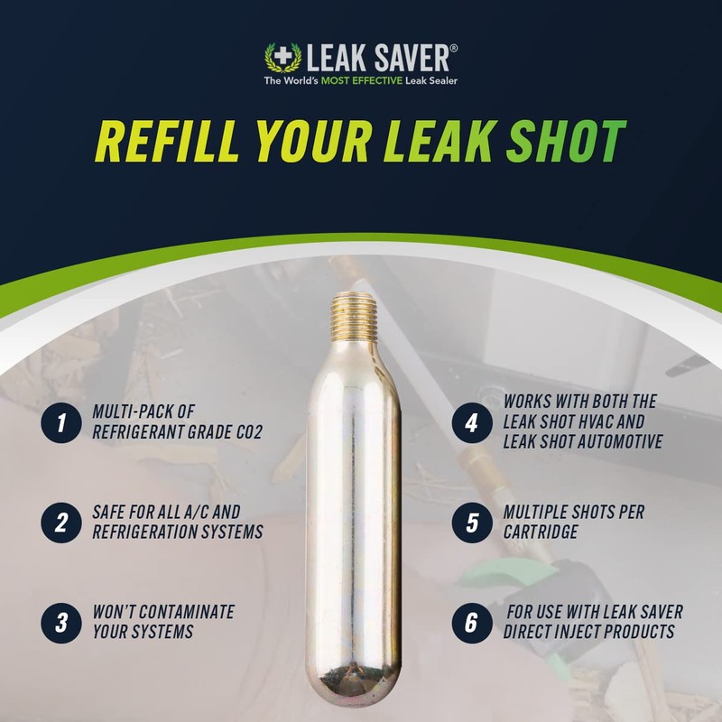 Leak Saver - Leak Shot Refrigerant Grade CO2 Refill Cartridges