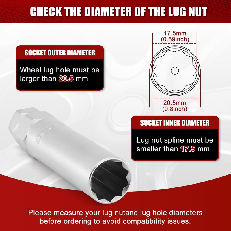 MIXPOWER 10 Spline Lug Nut Key Replacement for TA20-17/19, Compatible