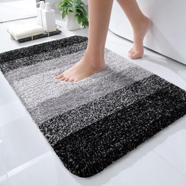 BIMOZY Tapete para Baño Alfombra Antideslizante,Tapete para Piso Lavable a Máquina con Microfibras Suaves Absorbentes de Agua,Baño de Felpa Gruesa,Superabsorbente