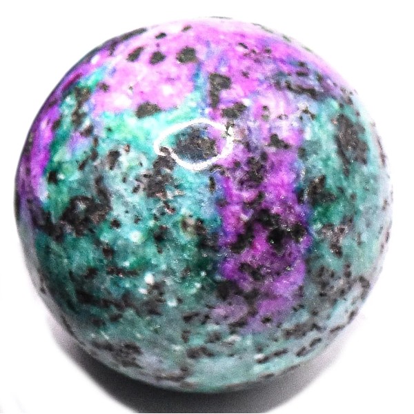 25mm Purple Red Ruby in Green Zoisite Sphere Polished Gemstone
