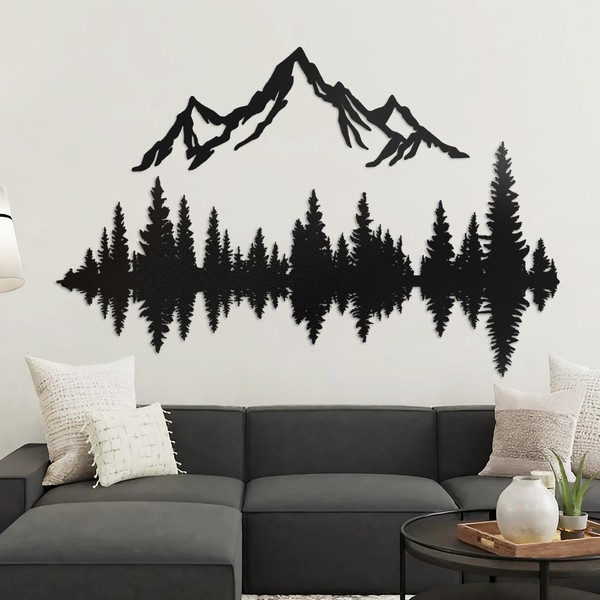 Metal Mountain Wall Art 48" x 40", Mountain Wall Decor,