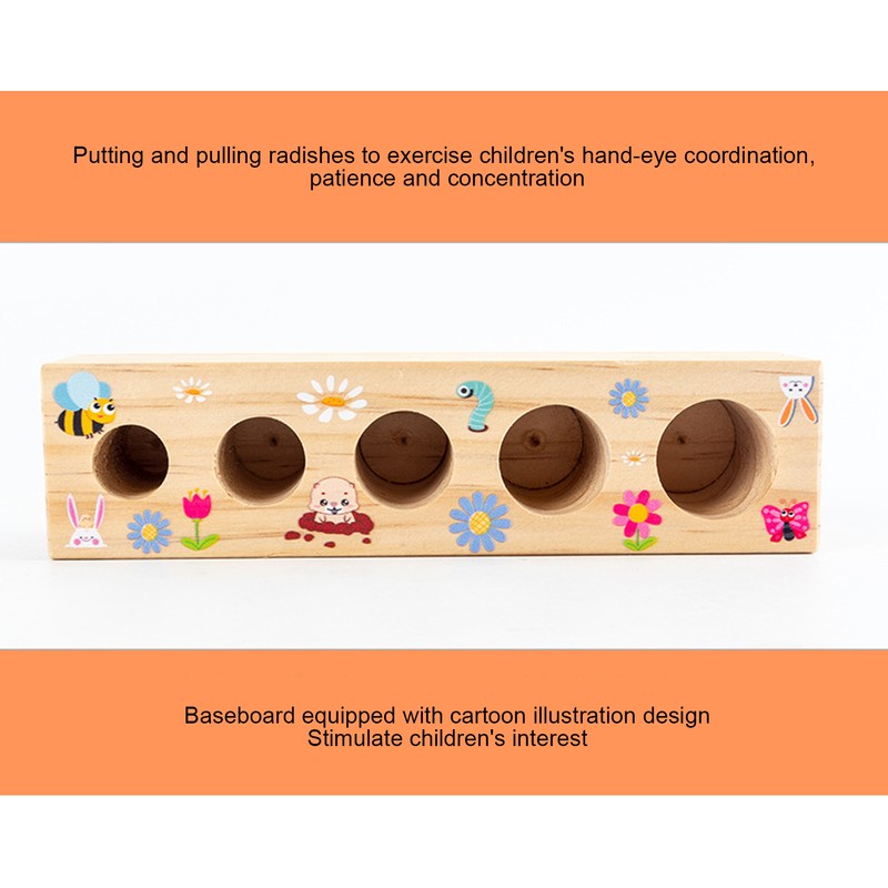 Wooden Pull Carrot Game Number Fine Motor Skill Toy Matching