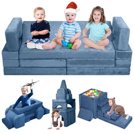 OSYKIU 18PCS Modular Kids Play Couch, Convertible Sectional Sofa for Toddlers, DIY Creative Playroom Furniture, Foam Floor Cushion for Boys and Girls, Building Fort and Lounge Set