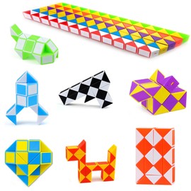 Nutabevr 12 Pieces 24 Blocks Magic Snake Cube, 3D Puzzle Magic Snake Toy, Magic Snake, Mini Puzzle Cube Toy, Party Gifts for Children, Boys, Girls, Children's Day Gifts