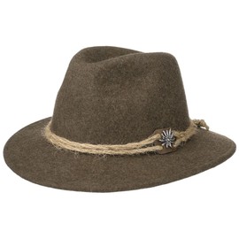 Lodenhut Manufaktur Edelweiss Traveller Hat Wool Felt Hat Hiking Hat, brown-mottled