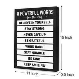 Inspirational Canvas Wall Art,Positive Quotes Wall Decor,8 Powerful Words Motivational Wall Art for Office Home Bedroom