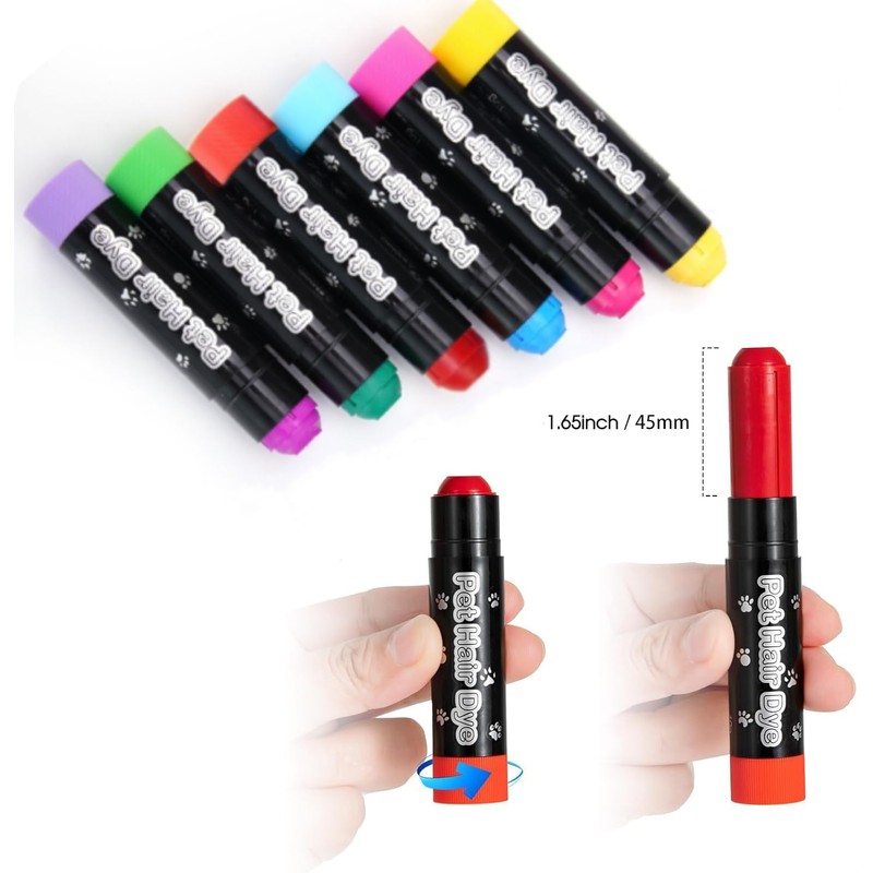 Pack of 6 Dog Hair Color Dye Temporary Non-Toxic Washable