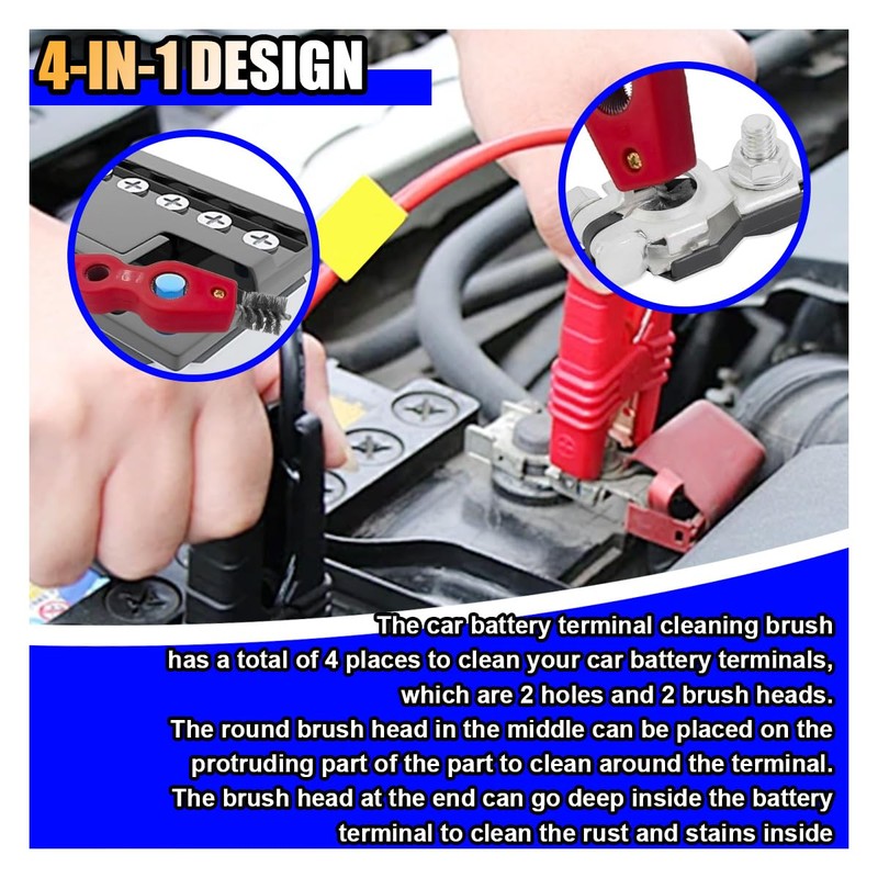 4 in 1 Car Battery Terminal Cleaner, Car Battery Post