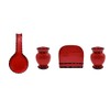 ACK Hand Painted Ceramic Ruffle Red 4PCs Table/Stove Top Set,