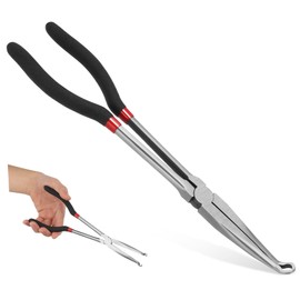 Operitacx Long Reach Pliers with Bent Head Design Electrical Disconnect Tool for Narrow Spaces Long Needle Nose Pliers with Shaped Durable Construction for Improved Gripping and Stability