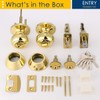 Brotima 4 Pack Round Polished Brass Entry Door Knobs and