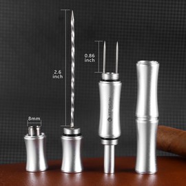 KEENSUN 3-in-1 Cigar Punch Tool Set with Cigar Punch(8mm), Cigar Draw Enhancer Cutter and Twin Nubber (Silver)