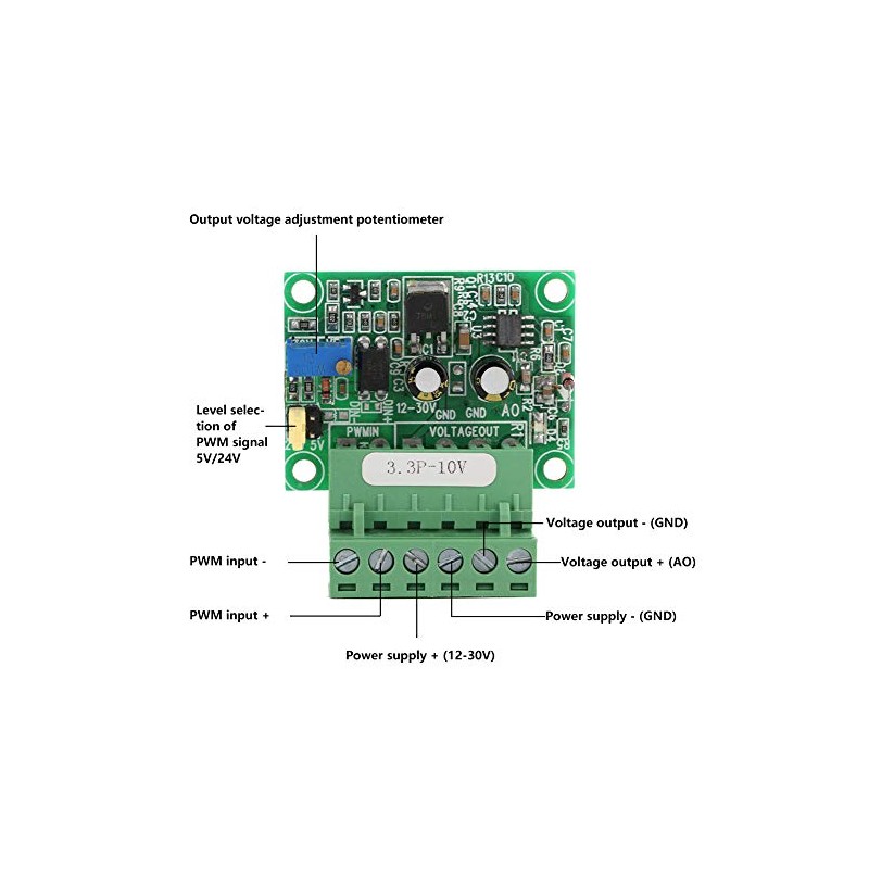 Garosa PWM-to-voltage module 0-100% PWM Signal to 0-10V Voltage Converter