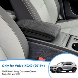 Coleya 2019-2025 XC40 Center Console Cover for Volvo XC40 (Core/Plus/Ultimate/Momentum/R-Design/Inscription), Cushion &Comfy Leather 2023 2024 2025 XC40 Armrest Cover 2025 XC40 Accessories (Padded)