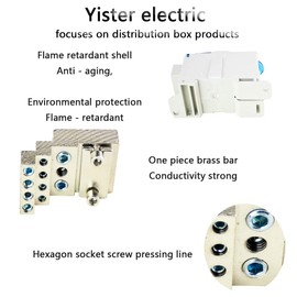1Pack 6 Positions Screw Terminal Strip Blocks with Cover Junction Box Branch Box Din Rail Terminal Block Wire Box, Cabinet Wire Splitter Connector 7 P Pre-Insulated Terminals Barrier Strip +400V (80A)