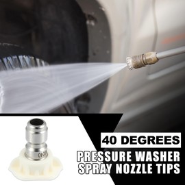 X AUTOHAUX X AUTOHAUX 40 Degrees High Pressure Washer Spray Nozzle Tips Quick Connector White 5 Pcs