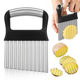 Wanmu Crinkle Cutter Knife, Stainless Steel Wavy Knife, Crinkle Cutting Tool Chopper Cutter, Vegetable Cutter, Wavy Chopper Waffle Fry Cutter, Crinkle Cut Knife for Potatoes cucumbers Carrot