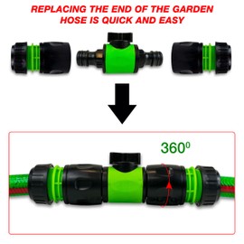 in-Line Valve Kit Hose Connector Pack of 2 – Hozelock Compatible Connector for Gardening, Watering, Irrigation – Garden Hose Pipe Shut Off Valve – Heavy Duty and Durable. Set by MYPURECORE