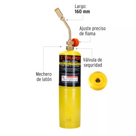 Truper KIT-GAS-400N 400g propylene gas cylinder and lighter kit, yellow