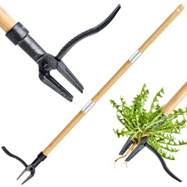 GANCHUN Stand Up Weed Puller Tool with Long Handle,Weed Puller with 4-Claw Steel Head & 3-Sectioal Pole Design,Garden Hand Weeding Tool - Easily Remove Weeds Without Bending, Pulling,or Kneeling