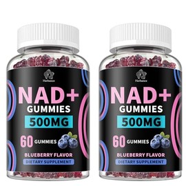 Herbance NAD+ Gummies, Liposomal NAD Supplement for Women, Ultra High Absorption Pure 500mg NAD Plus Gummies - Supports Cellular Renewal, Energy and Radiant Skin Health - 2 Pack, Blueberry Flavor