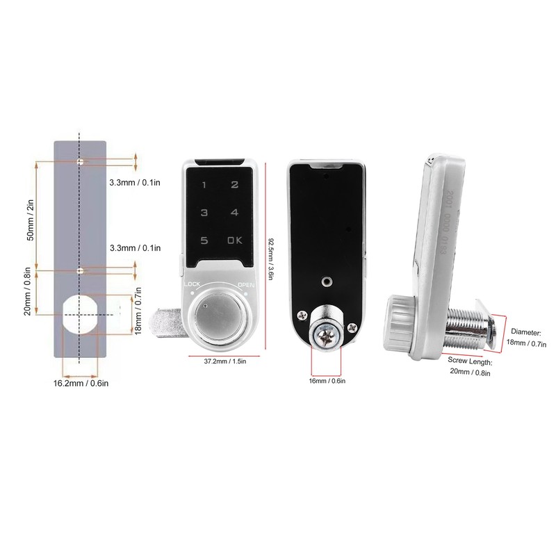Electronic Cabinet Lock Smart Touch Screen Drawer Password Keypad Lock