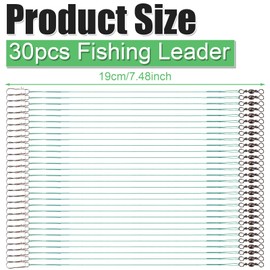 30pcs Fishing Leaders, 7.48 Inch Stainless Steel Fishing Line Leader Fishing Wire Leader Fishing Accessories, Connecting Fishing Tackle Lure or Hook, for Saltwater and Freshwater (Green)