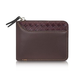 AdiStylinno Men's Leather Wallet with Zip Men's Small Wallet Credit Card Holder Leather Wallet Fashion Slim Wallet with Coin Pocket and ID Window, dark brown, Minimalist