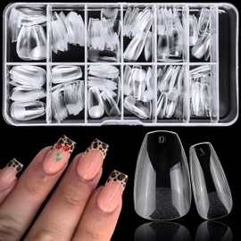 EternalClassic 240pc Coffin Gel Nail Tips Short Fake Nails, Clear Acrylic Nails Short Coffin Soft Gel Nail Tips for Artificial Nail Extension, Press on Nails Making
