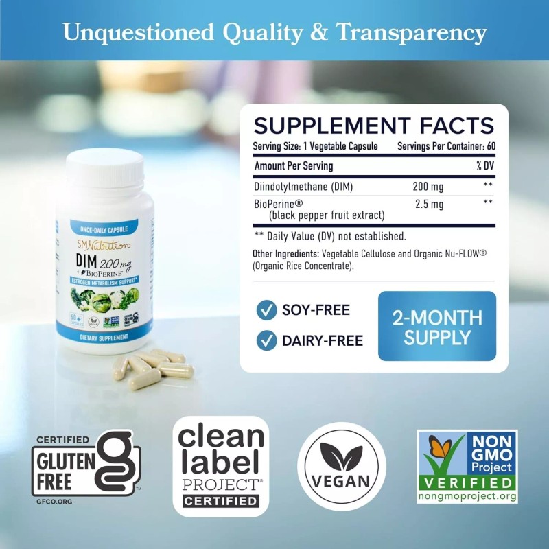SM Nutrition DIM Supplement 200 mg Estrogen Balance for Women