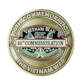 Vietnam War 50th Commemoration Challenge Coin Military for Veterans Families and Retired VetFriends.com