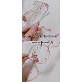 Kawaii Sakura Glasses With Chain - Cute Cosplay Accessories, Glass Case Included