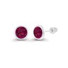 Solid 14K White Gold 6mm Round Created Red Ruby July