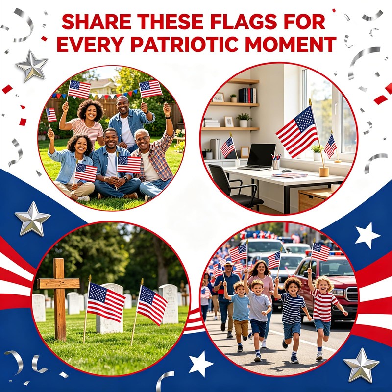 American Flags for Outside, 12 Pcs 8x12 Inch American Flags
