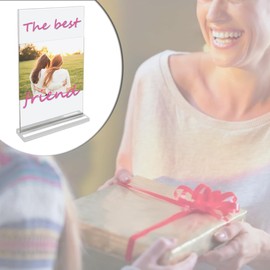 Zasvec Table Stand, Pack of 2, A4 Acrylic Stand, Sign Holder with Bases, Price Tags, Stand, A4 Table Stand in L Shape, Advertising Stand, Menu Card Holder for Wedding, Restaurant