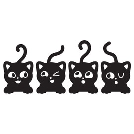 Cute Pet Cats Peeking Waterproof Vinyl Sticker - Peel & Stick - Wall Decal, Laptops, Car, Water Bottles, Motorbikes, Vans, Gifts for Animal Lovers (Black)