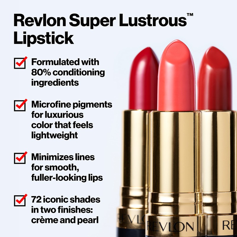 Revlon Super Lustrous Lipstick, Creamy Formula For Soft, Fuller-Looking Lips,