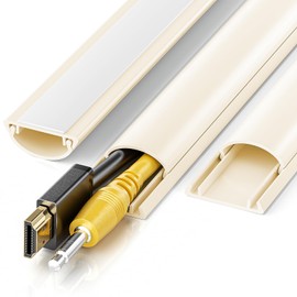 42.5in Cord Cover, Cord Hider for 1-2 Cords, Half Round Cord Covers for Wires on Wall, Adhesive Wire Hiders for TV on Wall, 3xL14.2in, W1.18 x H0.47in, Beige