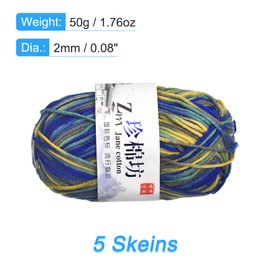 uxcell Cotton Blend Yarn, 5 Pack of 50g/1.76oz Soft Crochet Craft Yarns for Knitting and Crocheting Craft Projects, Blue-Yellow