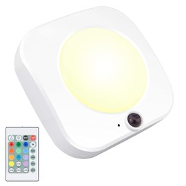 HONGUT Battery Powered Ceiling Light, Shower Light with Remote, Cordless Ceiling Light, LED Ceiling Lights with Dimmer Timer, 250LM, 4 Modes 12 Color Changing Light Indoor for Garage, Entrance,Hallway