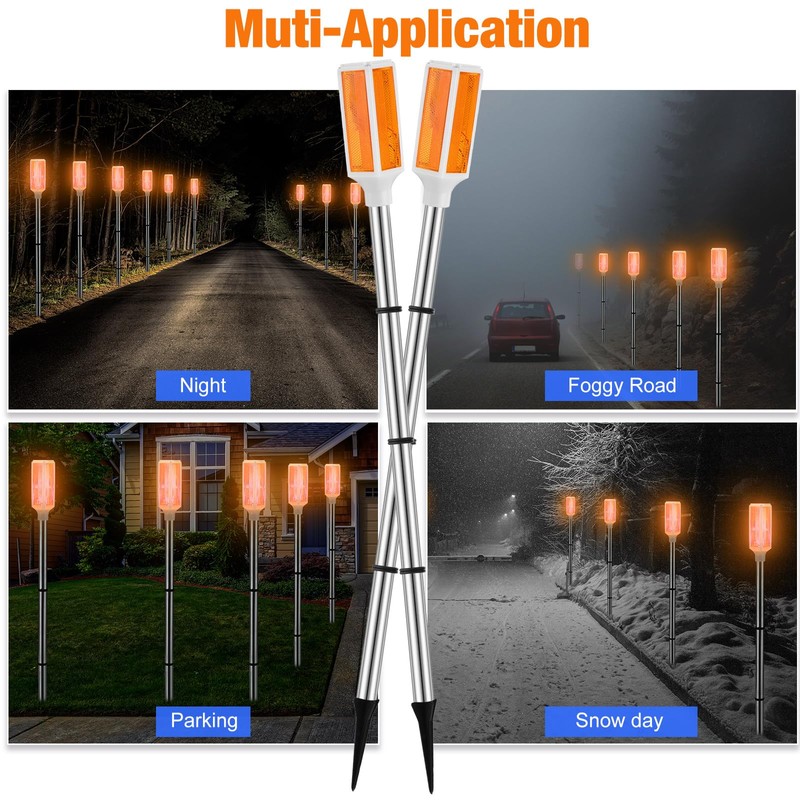 Macarrie 9 Packs Solar Powered Driveway Markers Lights Reflective Driveway