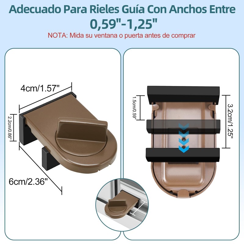 4 Seguro para Ventana Corrediza,Cerraduras de Seguridad,Fácil de Instalar, Cerradura